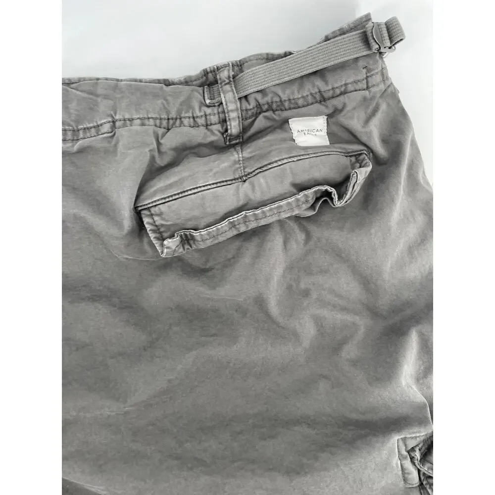 American Eagle Chino Shorts Men’s 44 Adjustable Waist Khaki Grey Flex